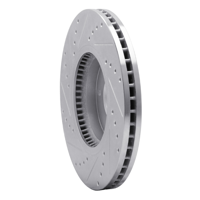 Hyundai Santa Fe Brake Rotor (1) - Front Right - R1 Concepts - Drilled & Slotted - Silver - `07-`09